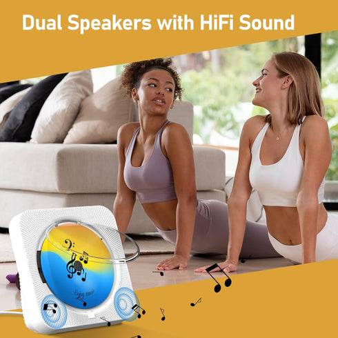 CD Player Portable with Bluetooth 5.1 Transmitter and Reciever Desktop CD Player with HiFi Sound Speakers,Remote Control,Dust Cover,LED Display,Bo...