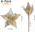 Sea Team 6-Pack Artificial Glitter Poinsettia, Flower Sticks, Christmas Flower Ornaments, Floral Stems, Picks, Branches, Xmas Tree Decorations for...
