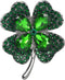 Gyn&Joy Gun Metal Tone Antique Inspired Emerald Green Crystal Rhinestones Four Leaf Clover Brooch Pin...