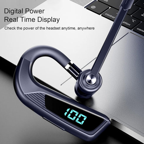 PUSOKEI Single Ear Bluetooth Earpiece,Waterproof 270° Rotatable Handsfree Headset with Mic for Business Office Driving,Wear it Left or Right No De...