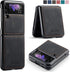 Samsung Galaxy Z Flip 3 5G Case,Galaxy Z Flip 3 Leather Phone Case with Hard Shockproof Back Cover Slim Durable, for Galaxy Z Flip 3 5G 2021 (Blac...