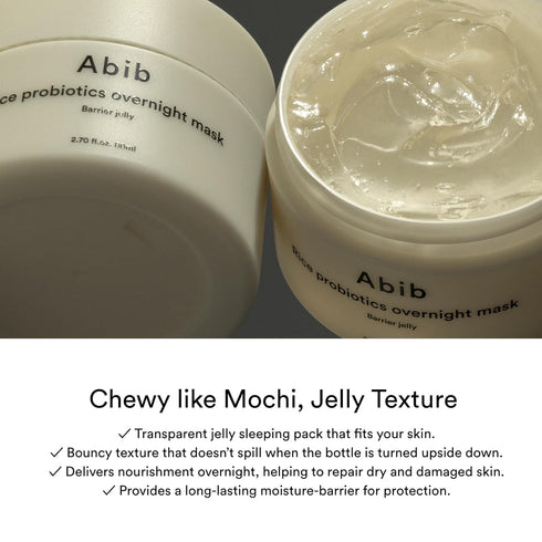 Abib Rice Probiotics Overnight Mask Barrier Jelly 2.71 fl oz I Intensive Hydrating Nourishing for Skin Barrier, Bouncy Skin Texture, Less Stress...