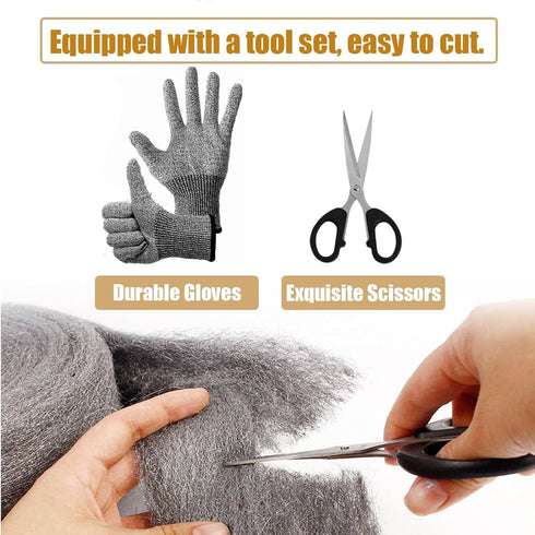 3 Pack Steel Wool Mice Control 3.2"x10.5Ft Hole Filler, for Home & Garage, DIY Bundle with Gloves & Scissors...