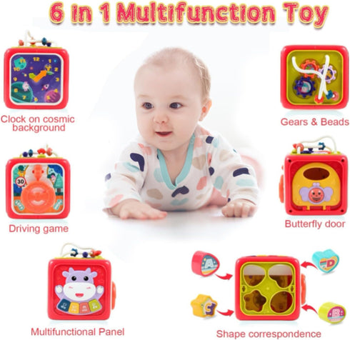6 in 1 Activity Cube Toys for Baby 18M+, Montessori Educational Learning Fine Motor Skills Toys Gifts for Toddlers Boys Girls Age 2 3 (Red)...