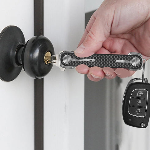 Key Organizer Key Chain - Minimalist Compact 10 Keys Holder, Carbon Fiber Lightweight Key Case with Belt Clip for Men...