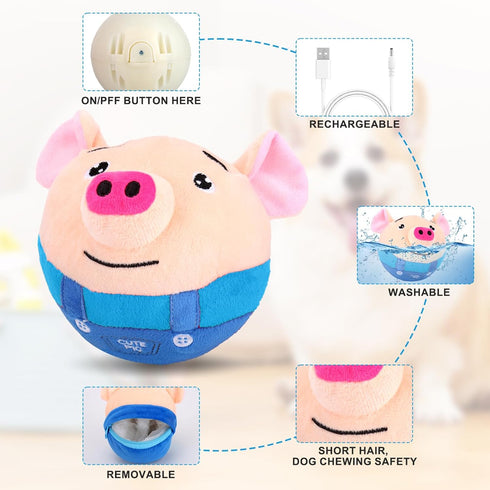 Active Moving Pet Plush Toy for Dogs, Interactive Pet Toys for Boredom Intelligence, Pig Dog Easter Toy to Keep Them Busy with Recording and Music...