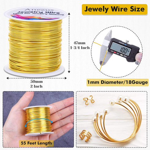 18 Gauge Jewelry Wire for Jewelry Making, Anezus Craft Wire Tarnish Resistant Copper Beading Wire for Jewelry Making Supplies and Crafting (18 Gau...