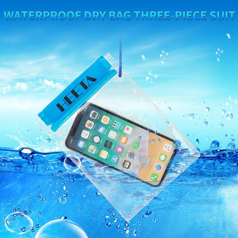 HEETA 5-Pack Clear Waterproof Dry Bag, Water Tight Cases Pouch Dry Bags for Camera Mobile Phone Maps, Kayaking Boating Document Holder (Blue)...