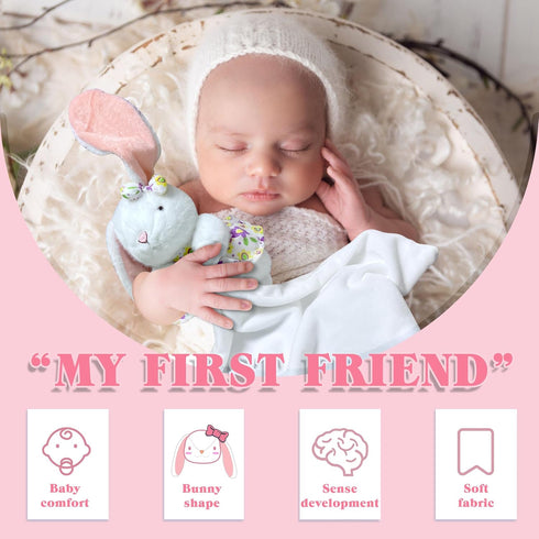 Bunny Lovies for Babies | Soft Security Blanket for Baby Girls - Cute Stuffed Pet Toys for Cats, Kitten, Puppy, Ideal Birthday Baby Girl Gifts, Cu...