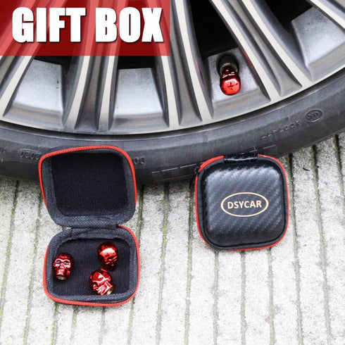Dsycar Red Skull Valve Stem Caps Funny Cars Tires Valve Stem Caps Cover Cool Skull Head Universal for Cars SUV Bike Trucks Motorcycles (Red)...