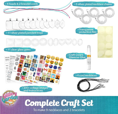 Girls Jewelry Making Kit. Best Necklace Pendant & Bracelet Crafting Set with Glass Beads & Charms. Fashion Accessories, Arts Crafts Supplies. Birt...