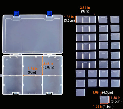 Qualsen Plastic Compartment Box with Adjustable Dividers Craft Tackle Organizer Storage Containers Box 34Grid 1PC (Clear)...