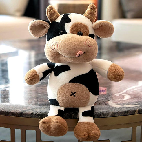 Cow Plush Toy Cow Stuffed Animal Cute Soft Plush Cow Toy Cow Doll 12 Inch for Kids,Toddlers (Black and white naked cattle)...