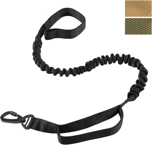 Tactical Dog Leash, Heavy Duty Dog Leash Bungee for Medium and Large Dogs, No Pull Dog Leash for Shock Absorption, 2 Handles Dog Training Leash(Ma...