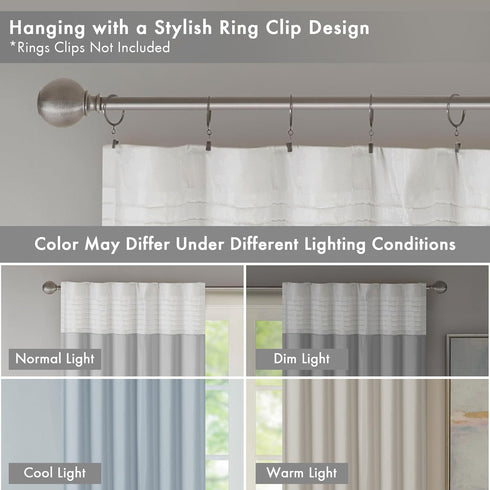 Madison Park Window Curtain Single Panel Faux Silk, Elegant Pleats, Rod Pocket Curtains for Living Room Privacy, Room Darkening Window Curtain for...