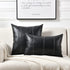 Fancy Homi 2 Packs Black Long Lumbar Faux Leather Decorative Throw Pillow Covers 16x24 Inch for Living Room Couch Bed Sofa, Boho Farmhouse Home De...