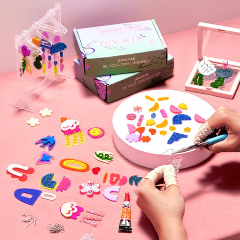 WOOYAS Jewelry Making Kit 120?Pcs Playground Theme Earring Making Kit 6-8 Pairs Fashion Colorful DIY Acrylic Earrings Kits for Women...