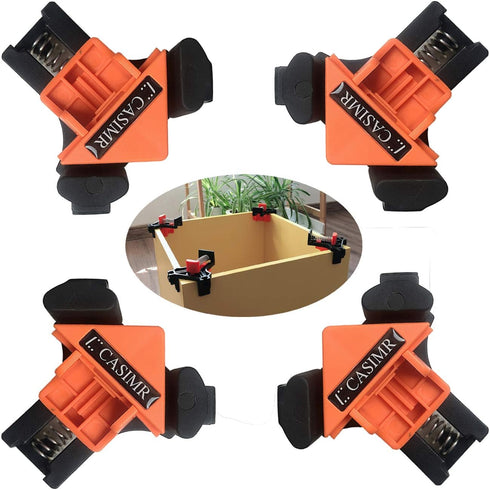 90 Degree Corner Clamp, 4 Pack Adjustable Single Handle Spring Loaded Right Angle Clamp,Swing Woodworking Clip Clamp Tool...
