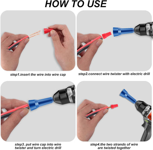 Wire Twister Tool for Drill, 2pcs Wire Stripper for Drill Wire Stripping Tool, Wire Nut Twister for Drill, Wire Connector Socket with 1/4" Chuck, ...