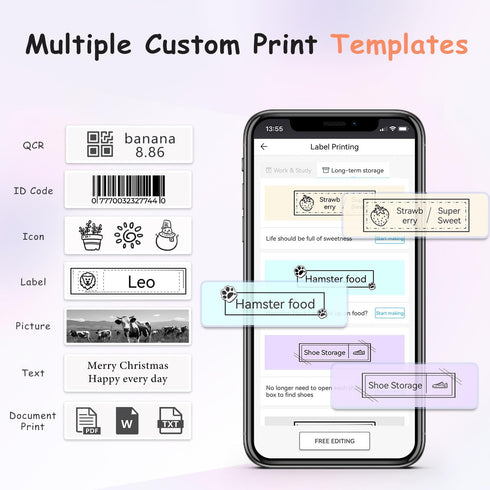 Sticker Printer- Mini Printer T02 Pro Portable Thermal Printer Sticker Maker Inkless Pocket Printer Bluetooth Photo Printer for Learning Assistanc...