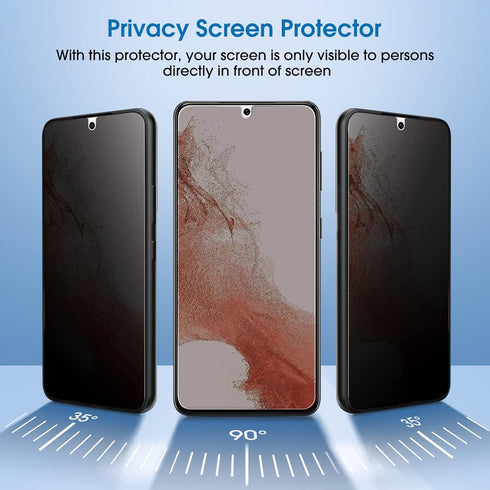 amFilm Privacy Screen Protector Samsung Galaxy S22 Plus 5g 6.6 inch, Samsung Galaxy S22 + 5g 6.6 inch with 2 Pack Camera Lens Protector, Fingerpri...