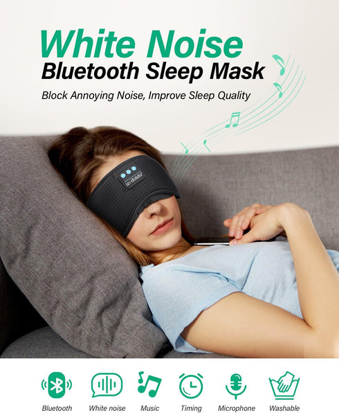 LC-dolida Sleep Headphones, White Noise Bluetooth Sleep Mask 3D Wireless Eye Mask Sleeping with Timing, Sleep Mask with Bluetooth Headphones for S...