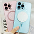 Magnetic Case for iPhone 15 Pro Max Phone Case for Women, Matte Luxury Soft Metallic Luster Design with Camera Lens Protector, Compatible with Mag...