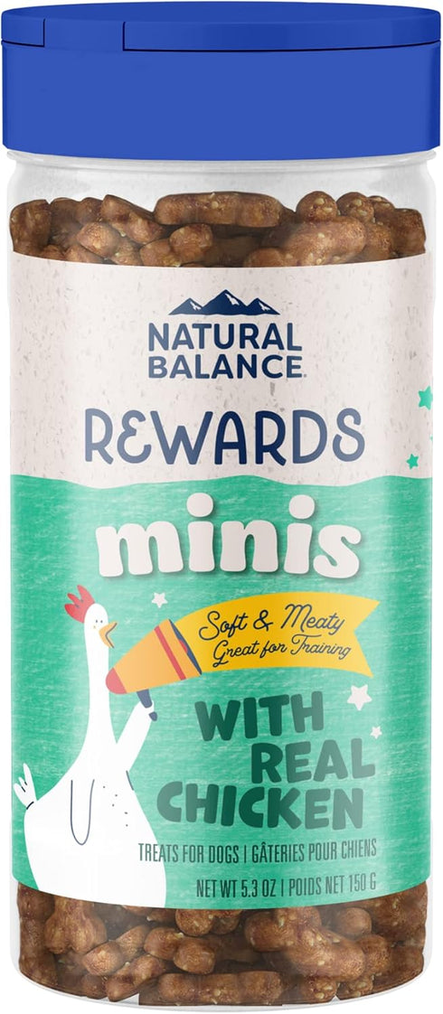 Natural Balance Limited Ingredient Mini-Rewards Chicken Grain-Free, Training Treats for Dogs | 5.3-oz. Canister...