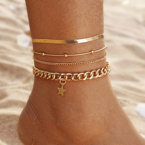 Ankle Bracelets for Women Gold Anklet Layered Beach Anklet Cuba Paperclip Anklets Dainty Link Chain Anklets Foot Jewelry Summer Beach Anklet Summe...