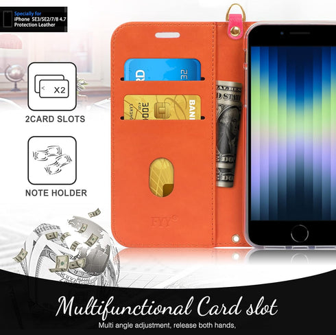 FYY Designed for iPhone SE Case 2022 (3rd Gen) / iPhone SE Case 2020 (2nd Gen) / iPhone 7 Case/iPhone 8 Case, Luxury PU Leather Wallet Phone Case ...