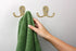 Design House Wall-Mounted Coat Hat Towel Robe in Bathroom or Closet, Double Hook Horizontal, Polished Brass 5 Pack...