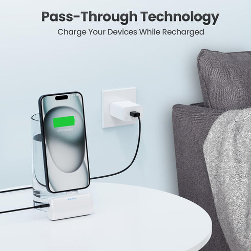 Small Portable Charger USB C Power Bank 3500mAh, PD Fast Charging Mini Battery Pack with USB-C Connector Compatible with iPhone 15/15 Plus/15 Pro/...