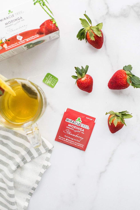 Miracle Tree - Organic Moringa Superfood Tea, 25 Individually Sealed Tea Bags, Strawberry (Keto, Detox, Energy & Immunity Booster, Vegan, Gluten-F...