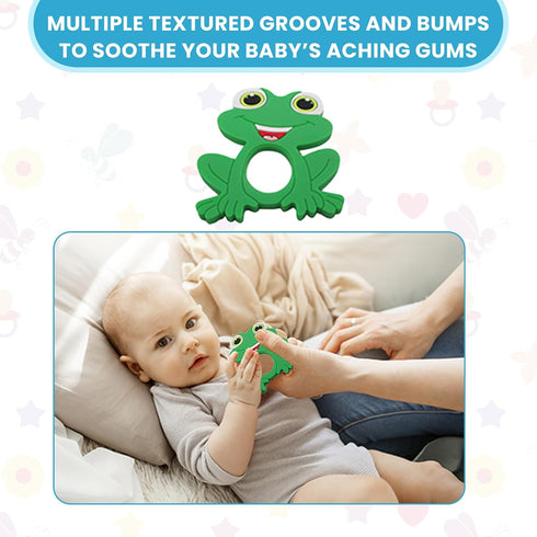 Silicone Baby Teether - Frog Teething Relief Toys for Babies 3-36 Months, Toddlers, Girls & Boys - Stimulating & Soft Soothing - BPA Free...