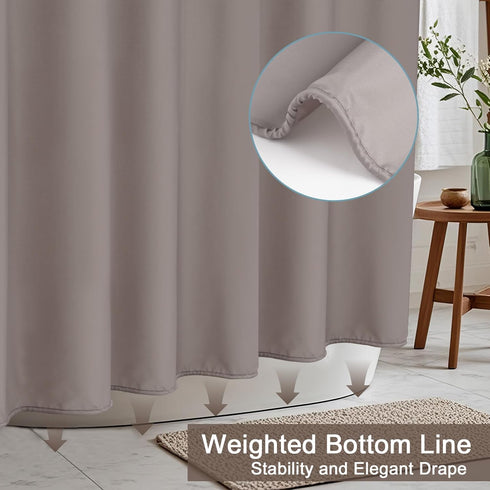 AooHome Stall Size 36x72 Inch Shower Curtain Liner, Half Size Solid Shower Curtain with Hooks, Weighted Hem, Waterproof, Chocolate...