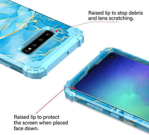 Casetego Compatible with Galaxy S10 Case,Shockproof 3 Layer Heavy Duty Hard PC+Soft Silicone Bumper Rugged Anti-Slip Protective Cover Cases for Sa...