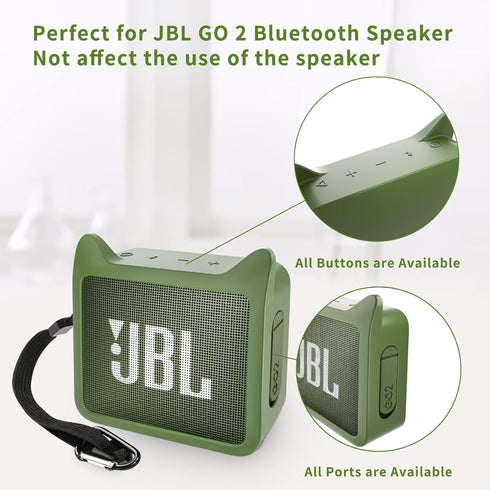 Pair of Protective Silicone Cover for JBL GO2 Case, Cute Shockproof Travel Carrying Case for JBL GO 2 Speaker Cover Sleeve with Adjustable Wrist S...