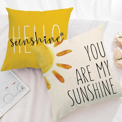 4Pack Summer Decor Pillow Covers Yellow Floral Sunflower Hello Sunshine Cushion Cover You Are My Sunshine Farmhouse Sweet Summer time Home Decor P...