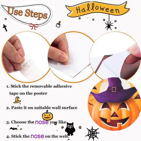 MISS FANTASY Halloween Games Halloween Games for Kids Party, Pin The Nose on The Pumpkin Halloween Party Games Activities for Kids...