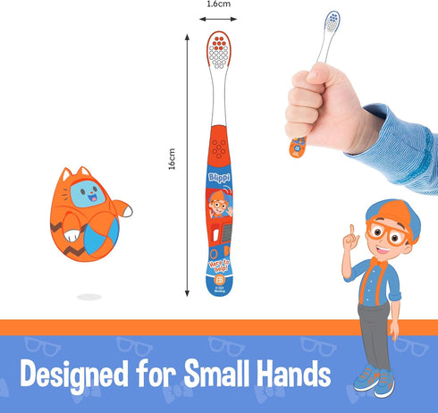 Brush Buddies Blippi Kids Toothbrushes, Manual Toothbrushes for Kids, Toothbrush for Toddlers 2-4 Years, Blippi Childrens Toothbrush, Soft Toothbr...