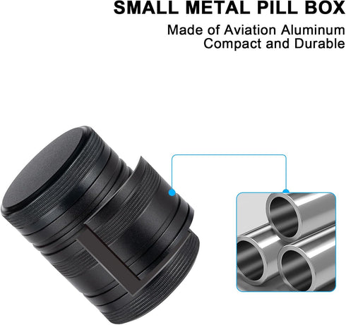 Pill Box 2 Times a Day - Metal Pill Container, Portable Daily 2 Compartment Pill Case, Waterproof Travel Aluminum Pill Holder for Fish Oils, Vitam...