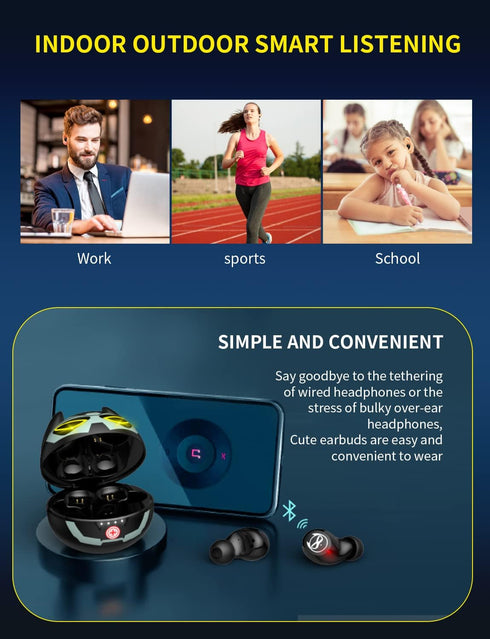 Wireless Earbuds Bluetooth, Wireless Earbuds for Kids Bluetooth 5.0 Waterproof in-Ear Headphones with Mic and Charging Case, Deep Bass Touch Contr...