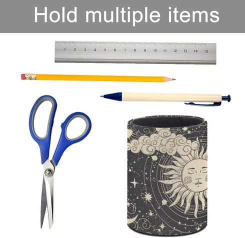 XUWU Tarot Celestial Bohemian Pen Holder Pencil Organizer Cute Pencil Cup Desk Decor Makeup Brush Holder PU Multifunctional Office Suppliesfor Hom...