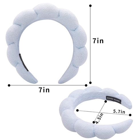Spa Headband Women, Makeup Hair Band for Washing Face, Sponge Spa Headband Makeup Removal, Shower, Facial Mask, Thick Skincare Hair Accessory (Blu...