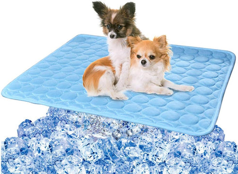 VeMee Cooling Mat Pad for Dogs Cats Ice Silk Mat Cooling Blanket Cushion for Kennel/Sofa/Bed/Floor/Car Seats Cooling (Dog Cooling mat-Blue)...