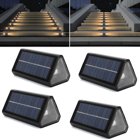 LED Solar Step Fence Lights Outdoor Stair Lights,Waterproof IP68 4 Pack Solar Deck Lights for Solar Decoration Lights for Yard, Patio, Garden, Wal...