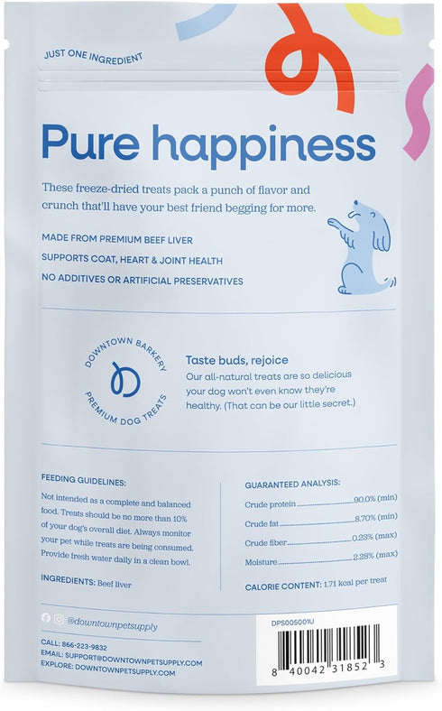 Downtown Barkery Freeze Dried Dog Treats - Single Ingredient, Low Calorie Dog Treats Rich in Vitamins and Minerals - All Natural Dog Treats - Free...