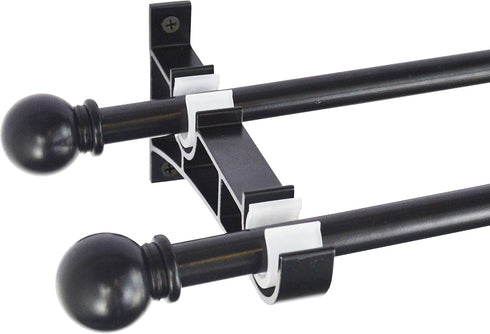 AddGrace Double Curtain Rod Brackets Set of 4 for Drapery Rod Window Hardware Rod Holders (Black)...