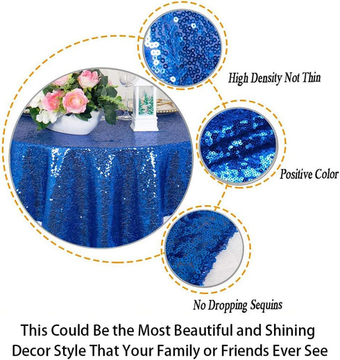 ShinyBeauty Sparkling Royal Blue Sequin Tablecloth 54x54 Inch - Glitter Dining Table Cover for Birthday Wedding Party Decor, Elegant Luxury Table ...