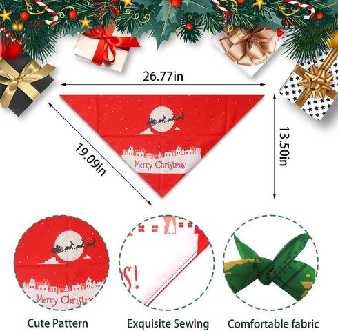 2 Pack Christmas Dog Cat Bandanas Christmas Pet Triangle Scarf Reversible Polyester Bibs Kerchief Saliva Towel for Small Medium Large Pets Bandana...